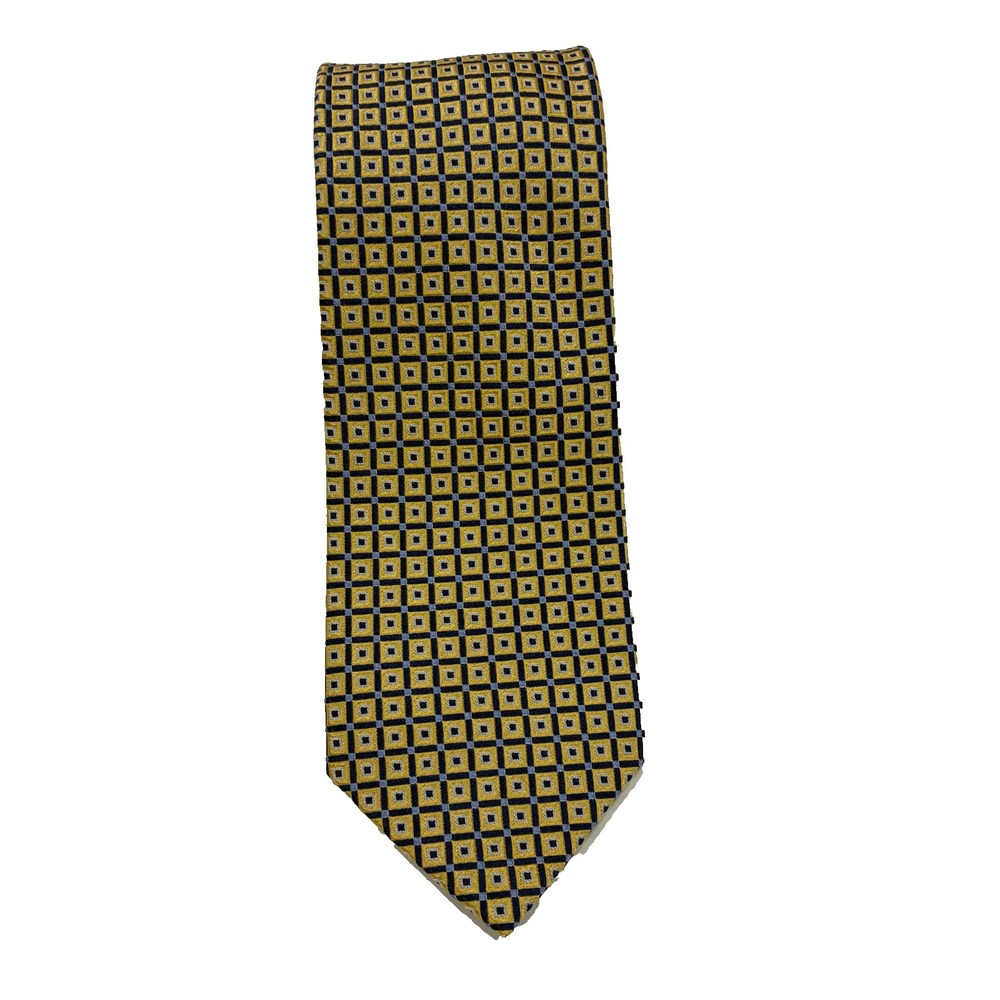 CHAPS Men's Tie Necktie L56" x W3-3/4" EUC 100% Silk‎ Blue Yellow